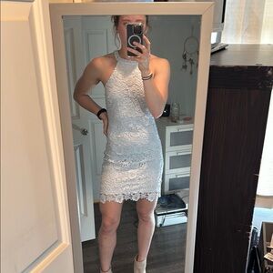 Elegant light blue Lace Dress